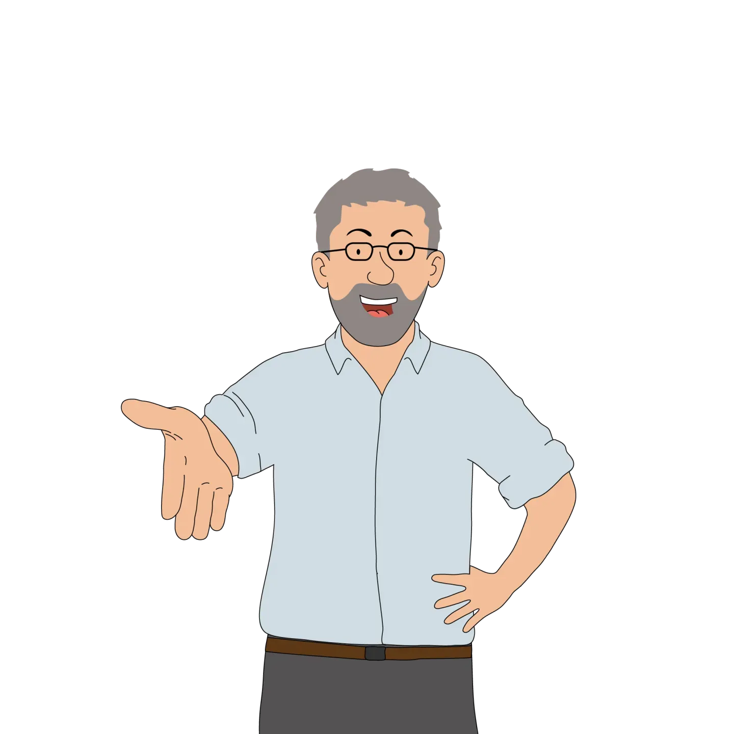 Die Persönlichkeitsentwicklung ist als Führungskraft enorm wichtig Paul Barkey als gezeichnete Figur gibt die Hand